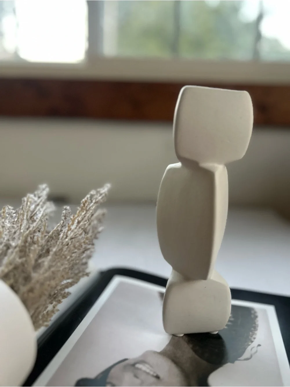 Minimalist Cream Abstract Ceramic Sculpture Vase